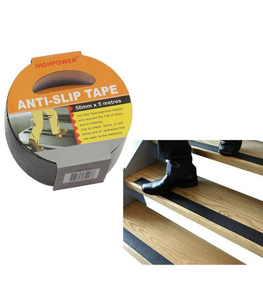 Nastro Adesivo Antiscivolo Per Scale Legno Pavimento Interno Esterni 5mt 50mm         
