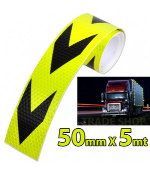 Nastro Adesivo Catarifrangente Per Auto Camion Giallo E Nero Alta Visibilità¡ 5mt         