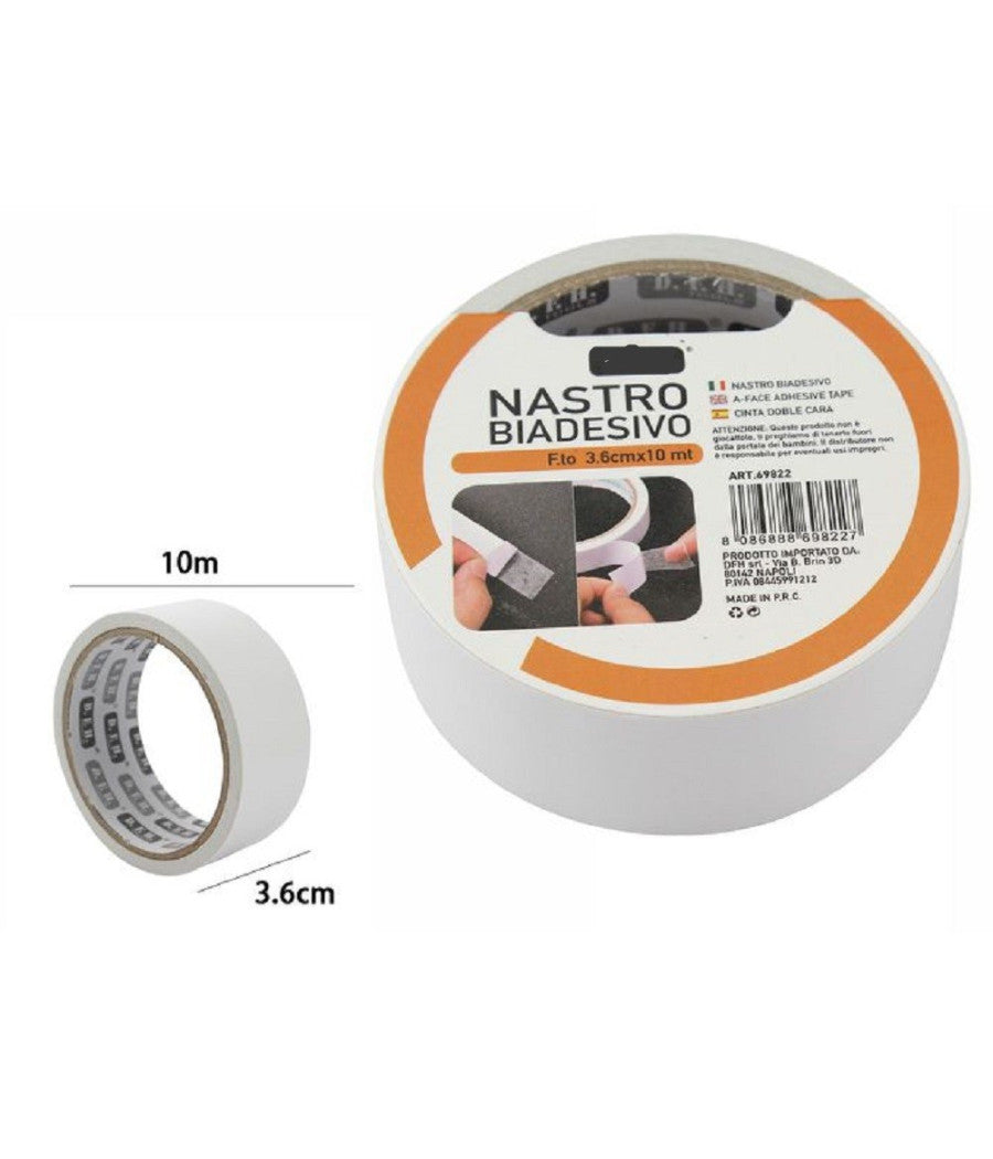 Nastro Biadesivo Nastri Rotolo Super Resistente 3.6 Cm X 10 Metri 69822         