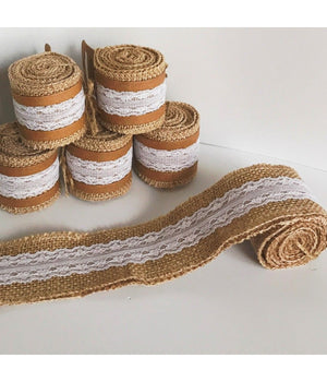 Nastro In Pizzo Juta Per Decorazioni Bomboniera Wedding Tulle Ribbon Shabby         