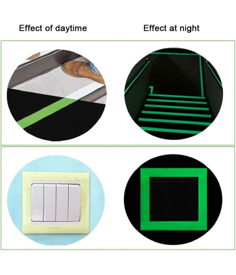 Nastro Luminoso Adesivo Fluorescente Sicurezza Impermeabile Luce Verde 3mt X 3cm         