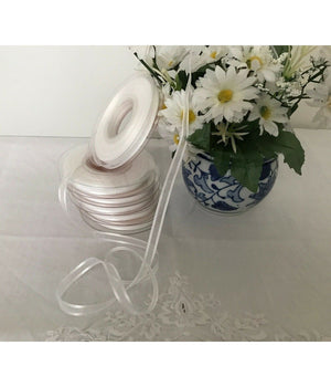 Nastro Organza Doppio Raso 6 Mm Rotolo Bobina 23m Decorazioni Fai Da Te  Bianco       
