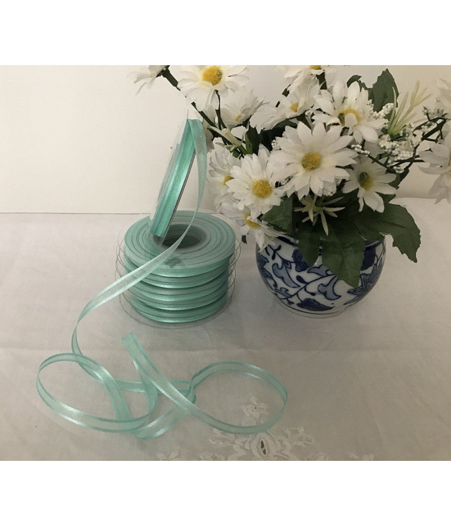 Nastro Organza Doppio Raso 6 Mm Rotolo Bobina 23m Decorazioni Fai Da Te  Verde Tiffany       