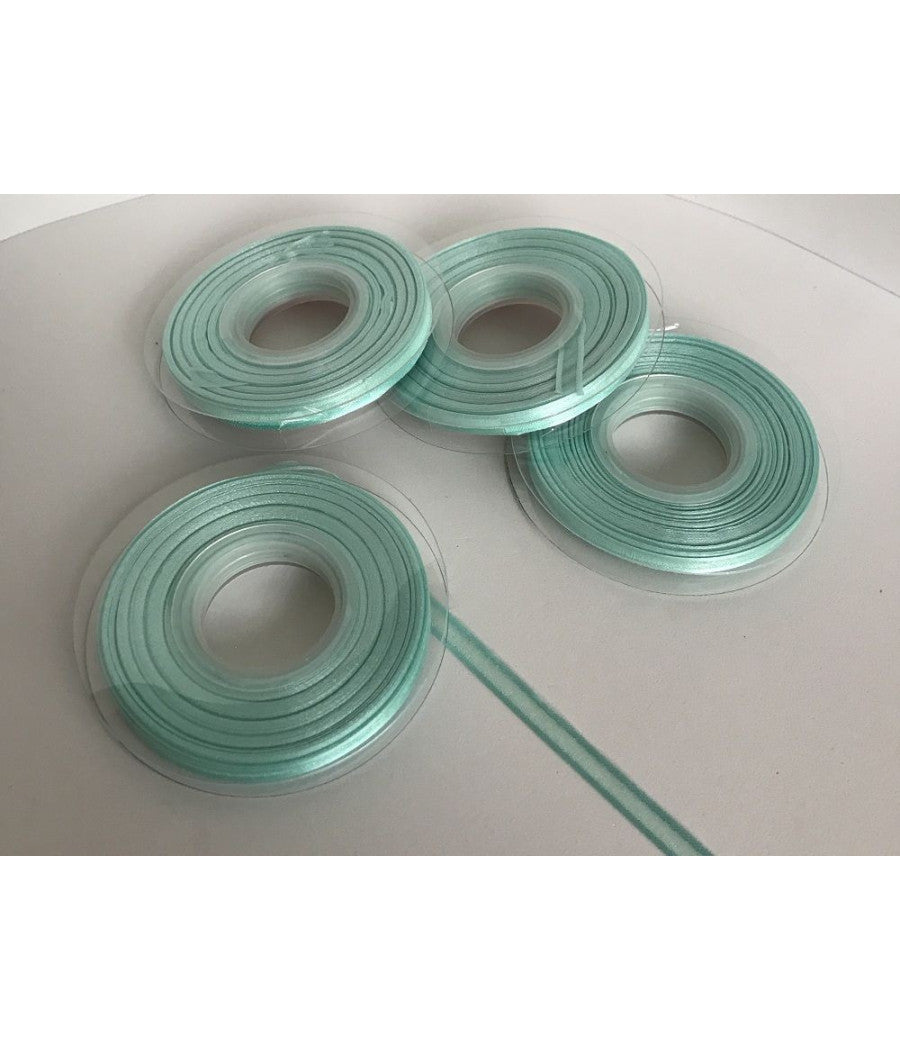 Nastro Organza Doppio Raso 6 Mm Rotolo Bobina 23m Decorazioni Fai Da Te  Verde Tiffany       