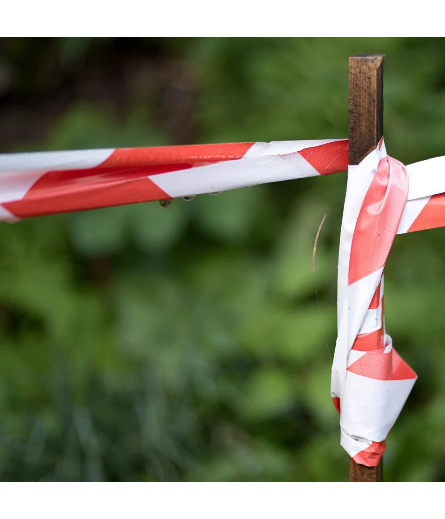 Nastro Segnaletico Antistrappo Sicurezza Cantiere Pericolo Bianco Rosso 50mmx18m         