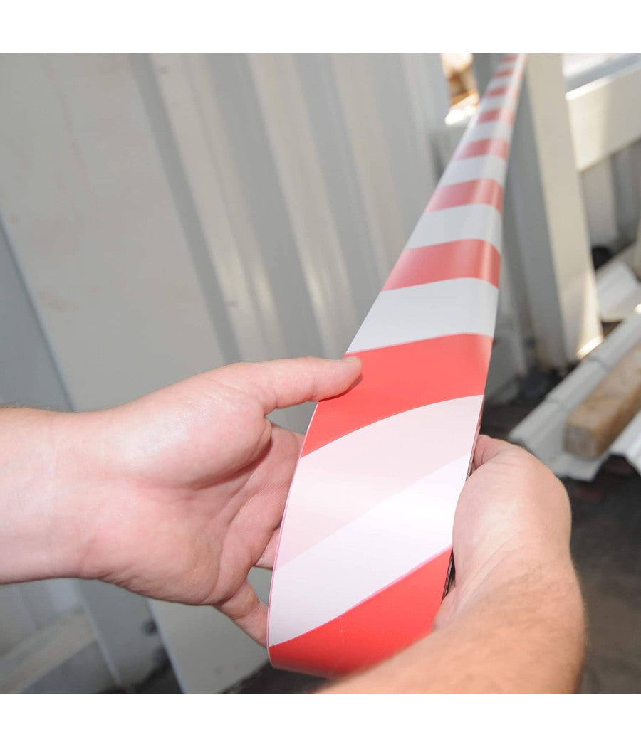 Nastro Segnaletico Antistrappo Sicurezza Cantiere Pericolo Bianco Rosso 50mmx18m         