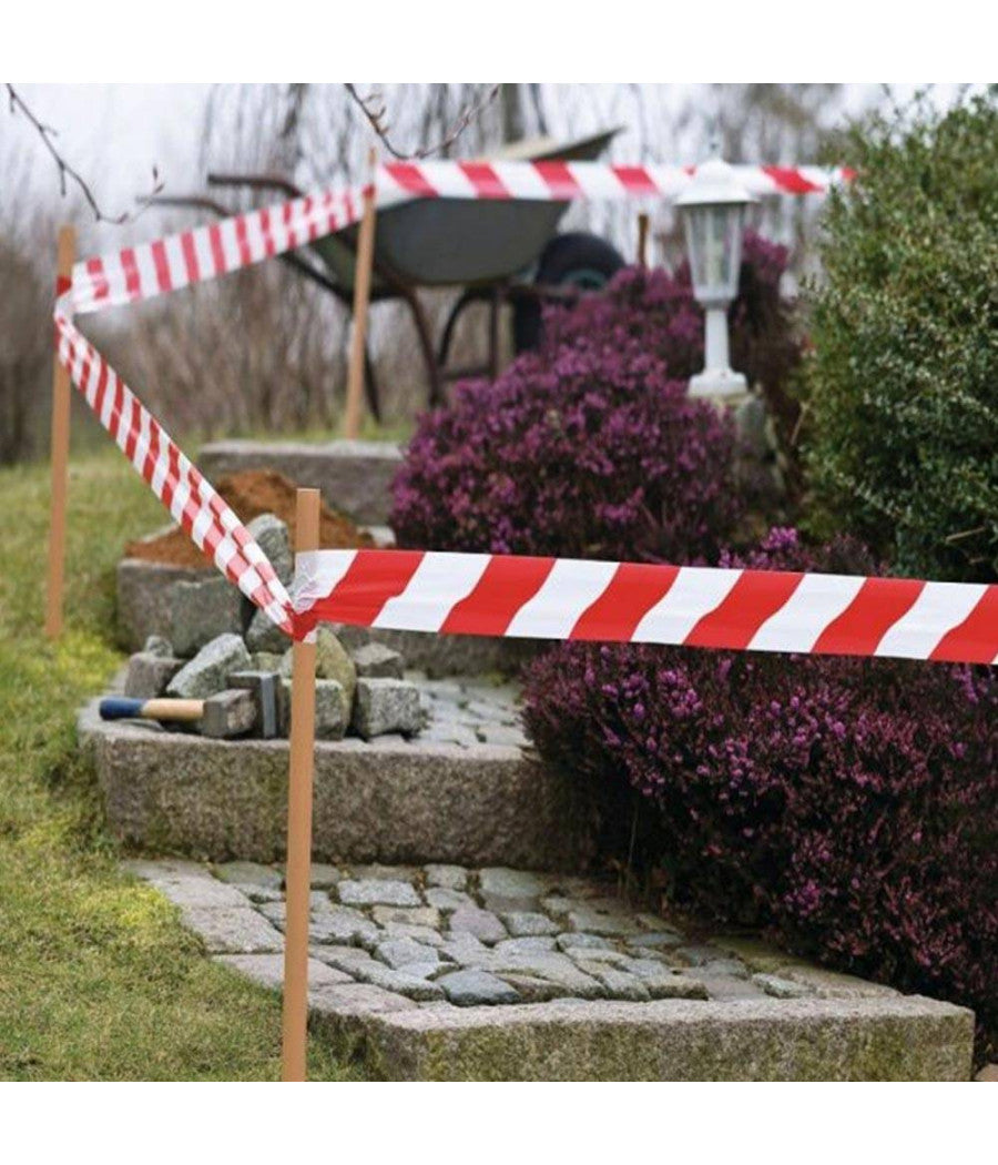 Nastro Segnaletico Di Sicurezza Rotolo Da 50 Mt Segna Percorso Bianco Rosso         