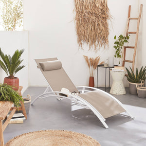 Set di 2 lettini prendisole in alluminio textilene, multiposizione,