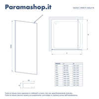 Doccia walk-in 70cm vetro temperato anticalcare 10mm trasparente profili neri | Naxos