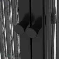 Armadio a Muro a 3 Ante in Vetro con Design Curvo, Spazio di Archiviazione Versatile，per Soggiorno e Bagno, 90×20×70 cm, Nero