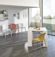 E-STYLO Consolle allungabile con top bianco in MDF laccato antigraffio e gambe bianche in MDF laccato antigraffio, 90cm X 42,5/302,5cm H. 76cm.