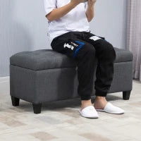 Panca Imbottita con Vano Portaoggetti e Poggiapiedi per Salotto, Camera da Letto, Ingresso, 100 x 40 x 44 cm, Grigio Scuro