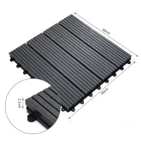 Set 11 Piastrelle per Esterni ad Incastro Antiscivolo in HDPE Riciclato, 30x30x2.2 cm, Grigio