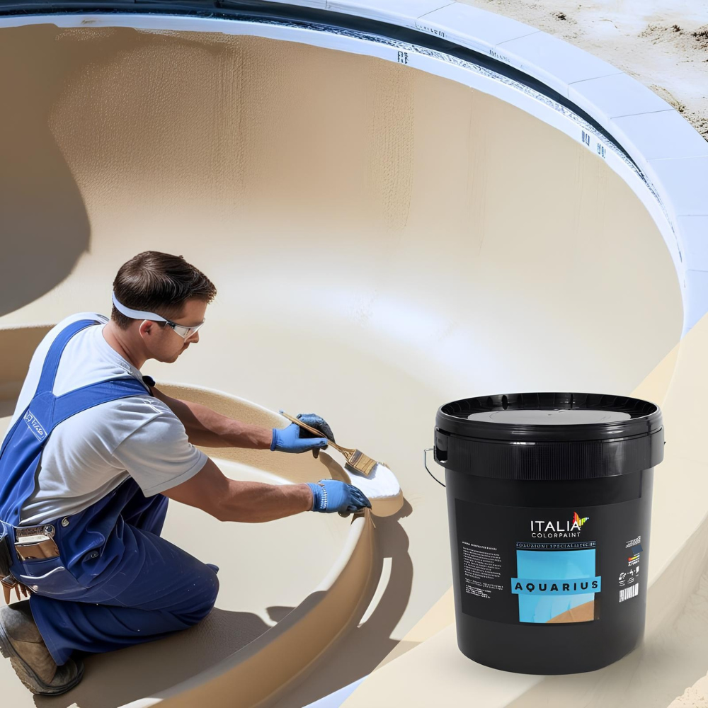 Aquarius pittura acrilica piscine cemento colore sabbia italia colorpaint *** formato 5 lt, confezione 1