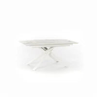 E-STYLO Tavolo allungabile con top marmo calacatta in HPL su MDF e gambe in alluminio bianco, 90cm X 170/270cm H. 76cm.