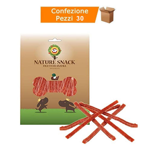 Multipack da 30 buste nature snack filetti d'anatra fuss dog ideali per cani
