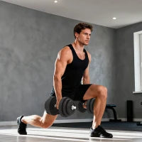 Set 2 Manubri Regolabili da 40 kg Totali con 12 Dischi e Impugnatura Antiscivolo, in Acciaio e Plastica, Nero