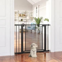 Cancellino per Cani Estensibile a Pressione con Chiusura Automatica, in Acciaio e ABS, 75-103x76 cm, Nero