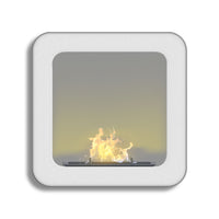 Nefertiti - Camino a bioetanolo da incasso o da appoggio freestanding, dimensioni 48x48 cm bianco