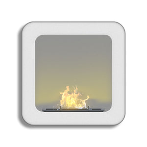 Nefertiti - Camino a bioetanolo da incasso o da appoggio freestanding, dimensioni 48x48 cm bianco