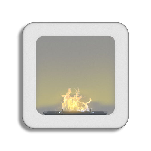 Nefertiti - Camino a bioetanolo da incasso o da appoggio freestanding, dimensioni 48x48 cm bianco