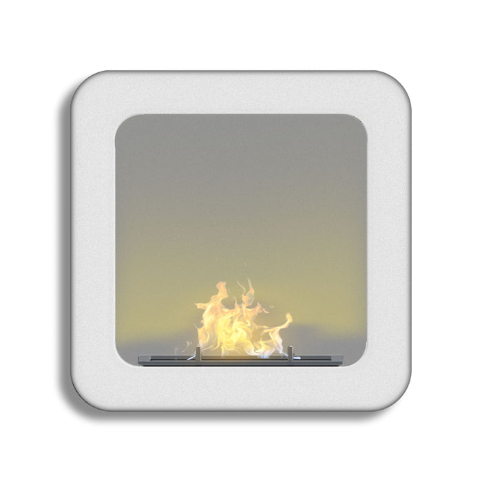 Nefertiti - Camino a bioetanolo da incasso o da appoggio freestanding, dimensioni 48x48 cm bianco