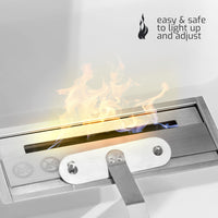 Nefertiti - Camino a bioetanolo da incasso o da appoggio freestanding, dimensioni 48x48 cm bianco