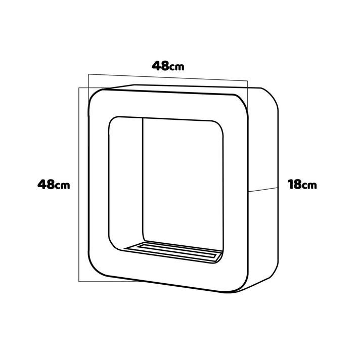 Nefertiti - Camino a bioetanolo da incasso o da appoggio freestanding, dimensioni 48x48 cm bianco