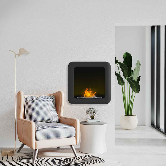 Nefertiti - Camino a bioetanolo da incasso o da appoggio freestanding, dimensioni 48x48 cm