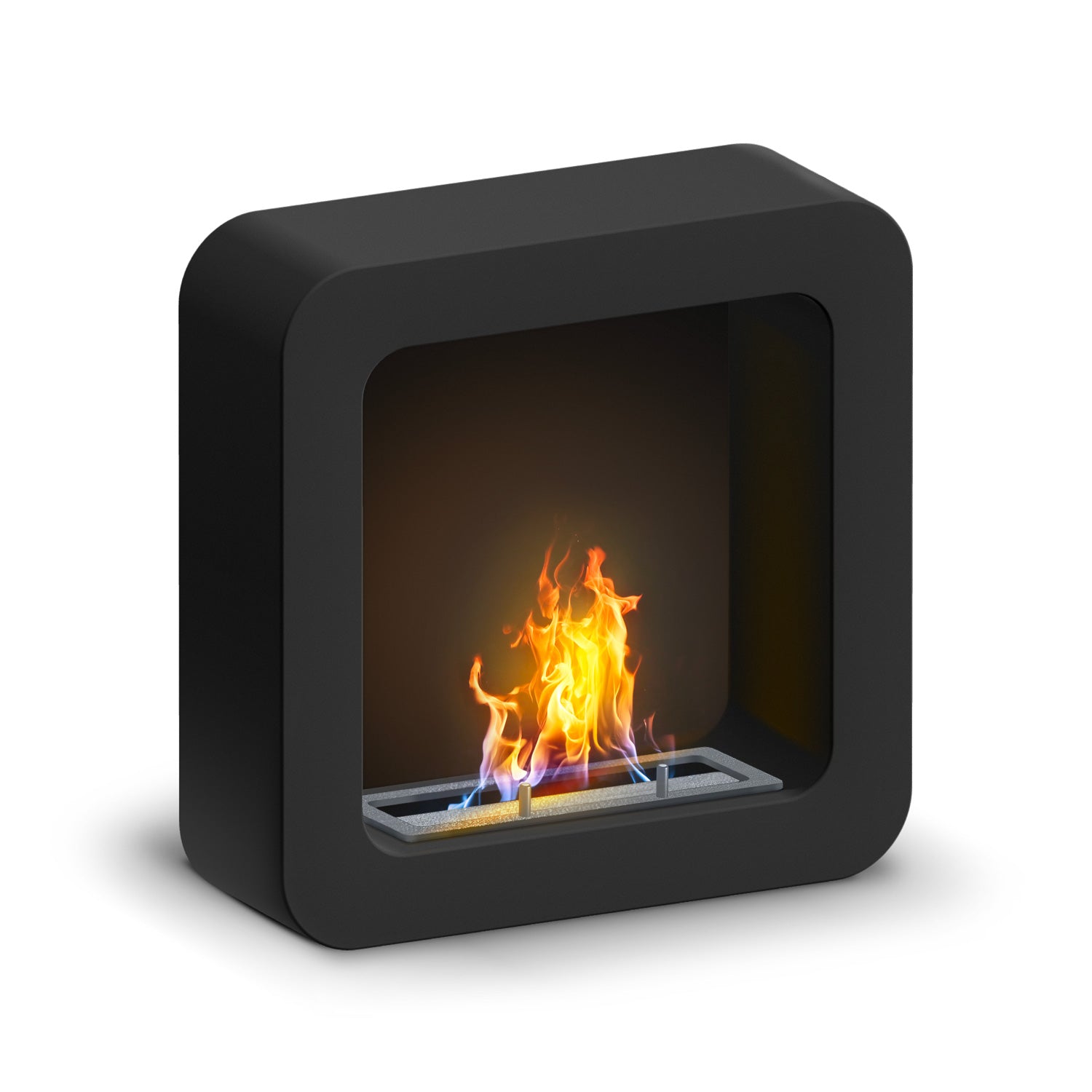 Nefertiti - Camino a bioetanolo da incasso o da appoggio freestanding, dimensioni 48x48 cm