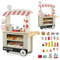 Carrello alimenti per bambini con pos bilancia mensole e ripiani, Supermercato giocattolo con 3 ruote Verde chiaro-Case e cucine giocattoli