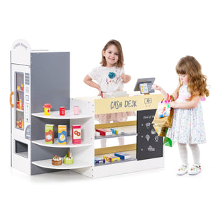Negozio alimentare per bambini con cassa macchina pos distributore automatico, Set di giocattoli supermercato Bianco-Case e cucine giocattoli