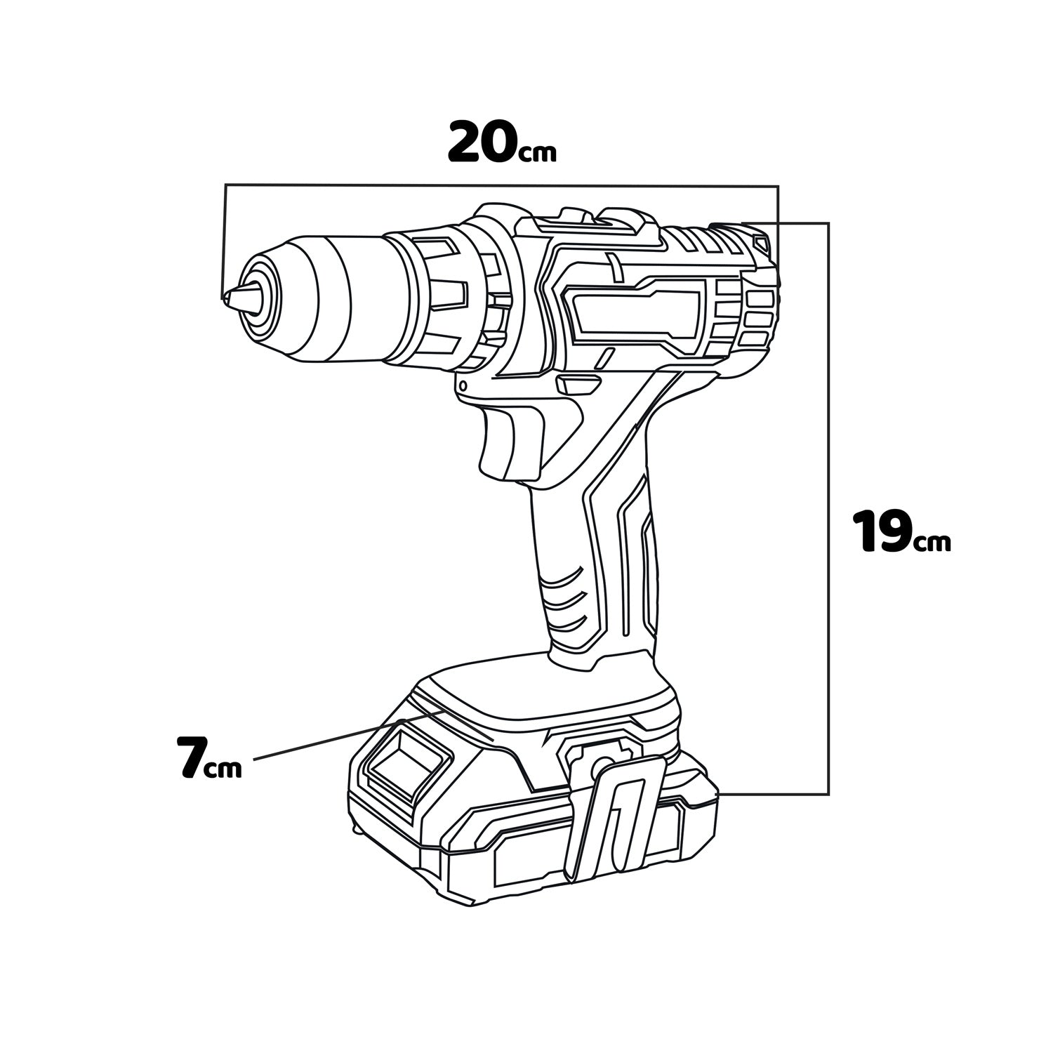 Nelton 20 - Trapano avvitatore a percussione a batteria Alfa Line, con 18 regolazioni e mandrino metallico 10mm, no batteria no caricabatteria