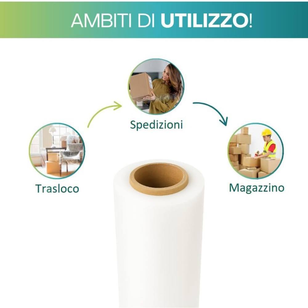 Film estensibile bianco 50 cm 23 micron per imballaggio manuale