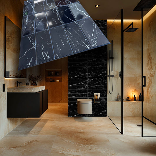 Pannelli 3D Rivestimento a parete in PVC effetto MARMO MARQUINIA 95x48cm Realistici, isolanti, idrorepellenti.