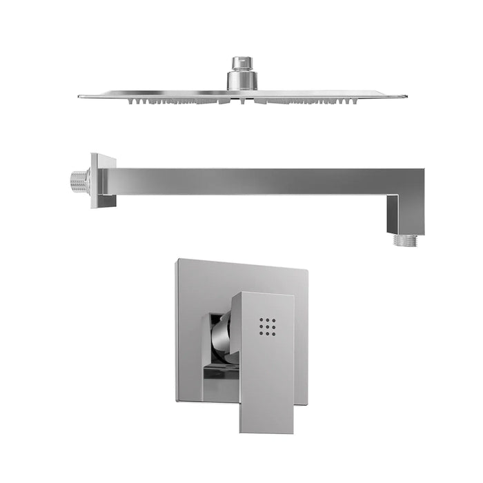 Set doccia squadrato cromato - Miscelatore incasso monocomando con braccio e soffione 20x20 cm