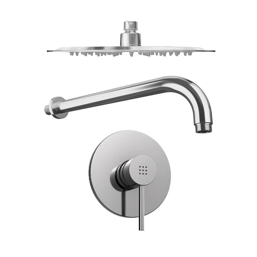 Set doccia tondo cromato - Miscelatore incasso monocomando con braccio e soffione 20 cm