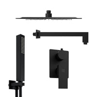 Set doccia squadrato nero opaco - Miscelatore incasso 2 vie, braccio 40cm, soffione slim 30x30cm e doccino