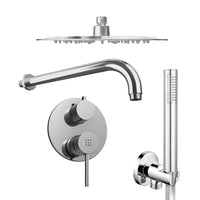 Set doccia tondo cromato - Miscelatore incasso 2 vie, braccio 40cm, soffione 30cm e doccino