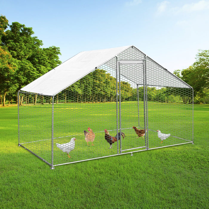 Gabbia Pollaio Recinto Recinzione Box Inox da Galline Pollame Polli 4m x 2m x 2m