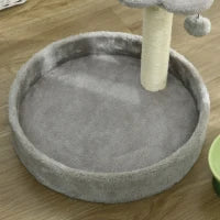 Tiragraffi per Gatti con Lettini, Corda in Juta e Peluche, 41x41x44 cm, Grigio Chiaro