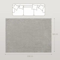 Tappeto in Stile Moderno, con Base Antiscivolo, Tessuto a Macchina, 230x160 cm, Grigio