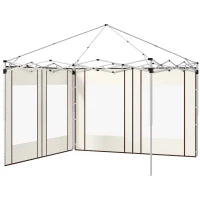 Set da 2 Pannelli Laterali per Gazebo con Porte e Finestre con Zip, per Gazebo Pop-up da 3x3m o 3x6m, Bianco