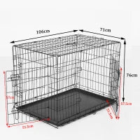 Gabbia Trasportino in Acciaio per Animali Pieghevole, 106×71×76cm, Nero