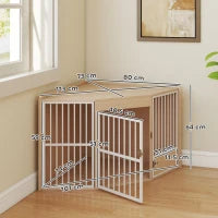 Gabbia ad angolo per cani, tavolino, con porta girevole, per piccoli e medi cani 113 x 80 x 64 cm, rovere