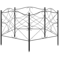 Recinzione Esterna a 5 Pannelli in Metallo con Paletti, 305x62 cm, Nera