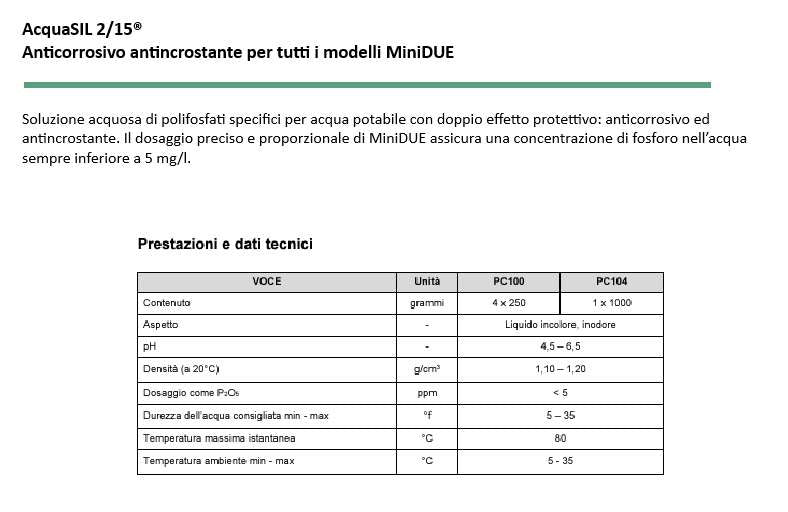 Acquasil 2/15® Liquido in sacca da 1000 gr per pompe dosatrici PC104 Acquabrevetti