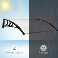 Pensilina da Esterno 75x120 cm in Policarbonato Impermeabile e Anti-UV per Porta o Finestra