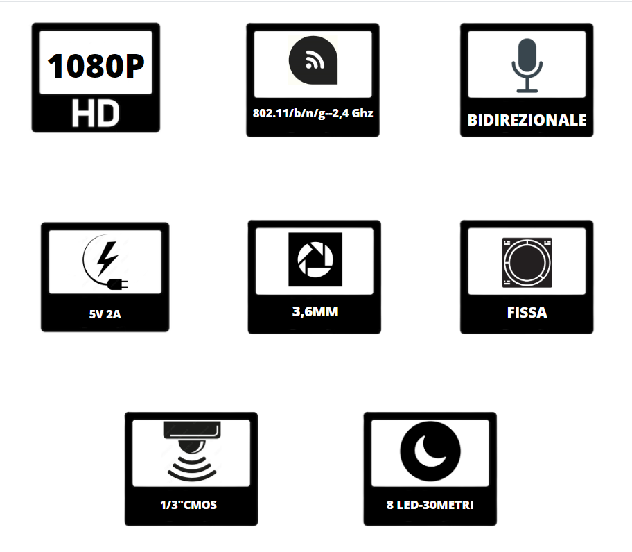 Telecamera ptz wi-fi esterno proxe 2 megapixel
