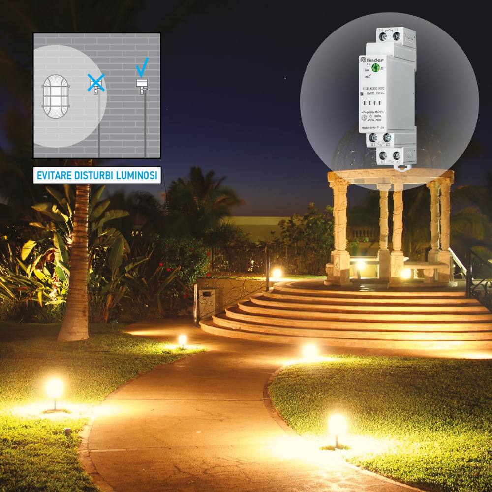 Finder 113182300000 relè crepuscolare 1no 16a per automazioni e impianti